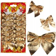Bombki - Kokardki 12szt Złote Błyszczące Świąteczne Choinka Kokardy Ozdobne Zestaw - miniaturka - grafika 1