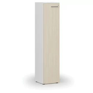 Szafa biurowa wąska PRIMO WHITE, 1781 x 400 x 420 mm, biały/brzoza - Szafy biurowe - miniaturka - grafika 1