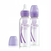 Butelki dla niemowląt - Dr Browns HANDI-CRAFT butelka antykolkowa standardowa OPTIONS wąska szyjka 2 x 250 ml duopack fioletowa - miniaturka - grafika 1