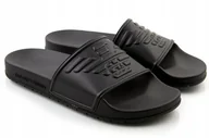 Klapki i japonki męskie - Klapki unisex Emporio Armani czarne wsuwane logo wsuwane r. 40 - miniaturka - grafika 1
