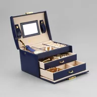 Pudełka i szkatułki - Szkatułka Na Biżuterię, Kuferek W Kolorze Granatowym Stenberg Pd49Gran - miniaturka - grafika 1