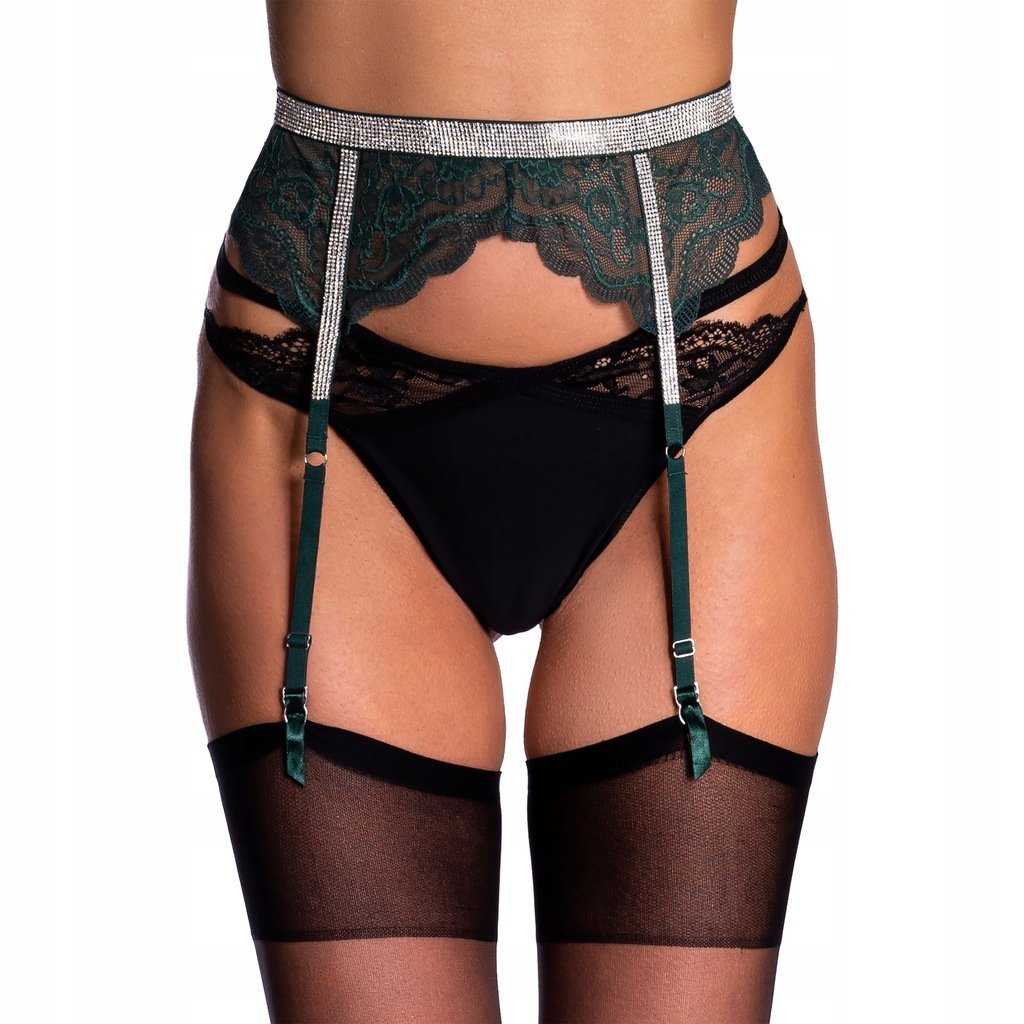 EKSKLUZYWNY koronkowy PAS DO POŃCZOCH z cyrkoniamI