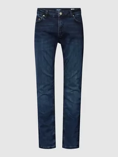 Spodnie męskie - Jeansy z prostą nogawką i 5 kieszeniami - grafika 1