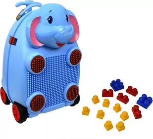 SŁOŃ 3D WALIZKA DZIECI BAGAŻ PODRÓŻNA KABINOWA + KLOCKI - Walizki - miniaturka - grafika 1