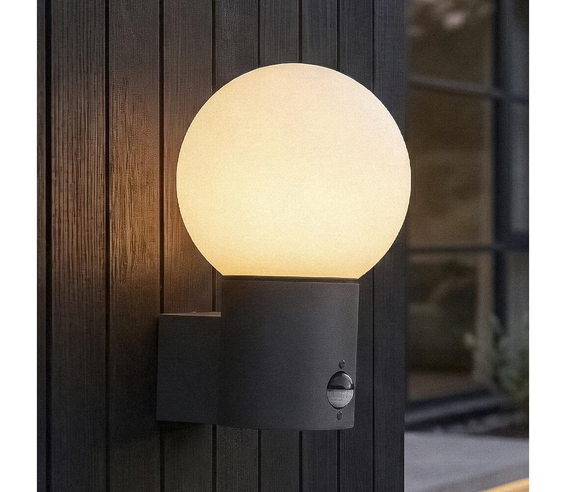 Kanlux 46081-Kinkiet zewnętrzny z czujnikiem STONO 1xE27/15W/230V IP65 antracyt
