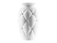 Wazony i flakony - Biały duży wazon glamour z kryształkami pikowany - miniaturka - grafika 1