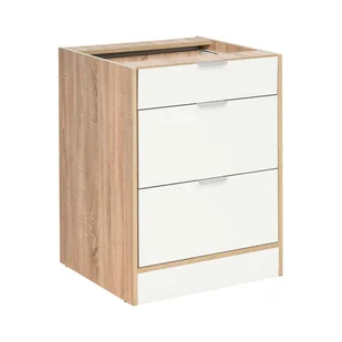 Szafka kuchenna z szufladami, Vanessa, 60x56x81 cm, biel, dąb sonoma, połysk - Szafki kuchenne - miniaturka - grafika 1
