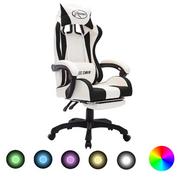 Fotele gamingowe - vidaXL Fotel Fotel dla gracza z RGB LED czarno-biały sztuczna skóra 288015 - miniaturka - grafika 1