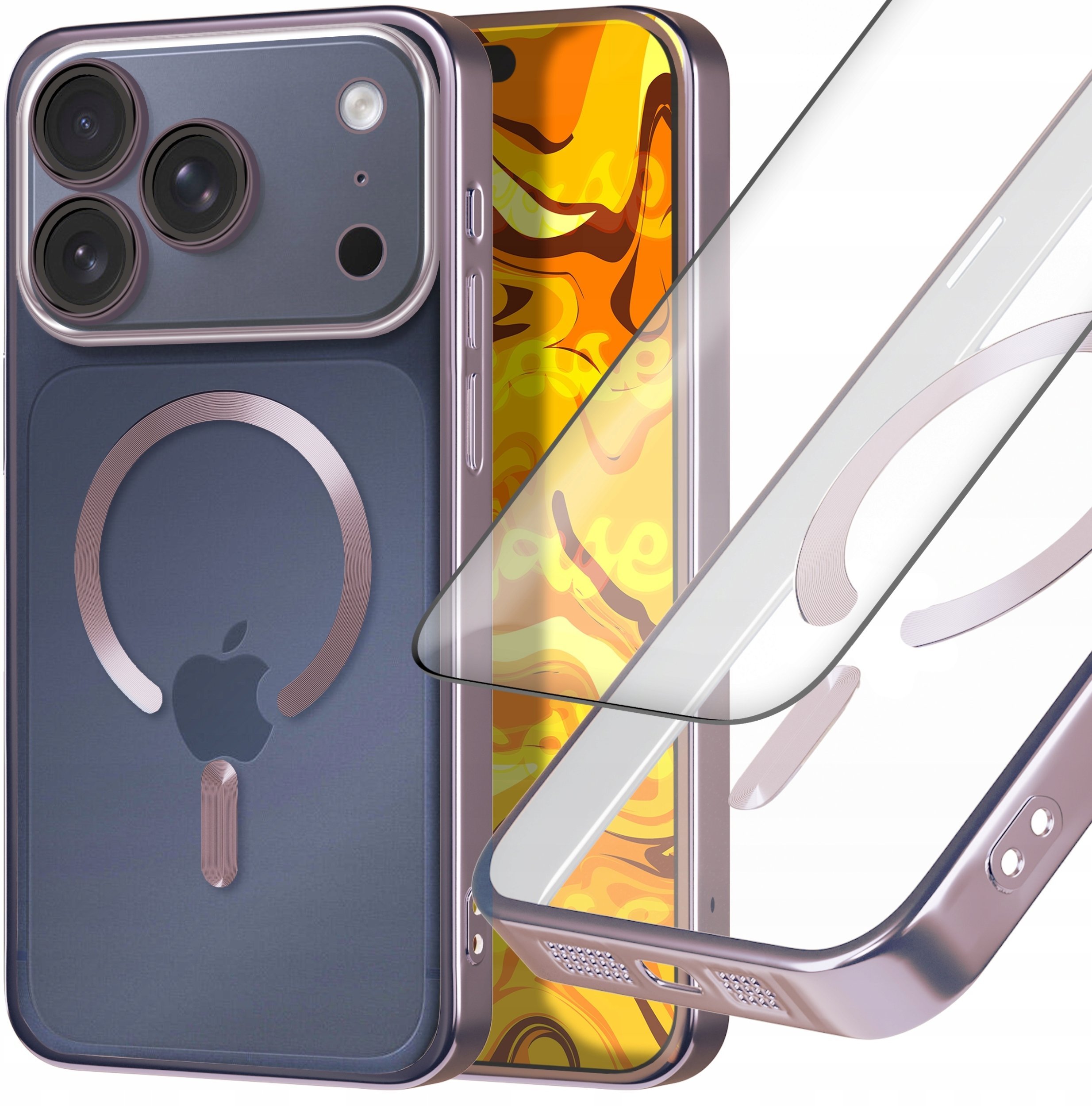 Hello Case Etui Do iPhone 17 Pro Max Do Magsafe, Tytan Ciemny, Matowe, Clear Szkło