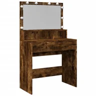 Toaletki - vidaXL Toaletka z oświetleniem LED dąb wędzony 80x41x134,5 cm - miniaturka - grafika 1