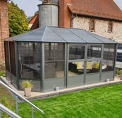 Altany ogrodowe - Altana ogrodowa 3,8x5,9m SOJAG zamykana z oknami i moskitierami antracyt - miniaturka - grafika 1