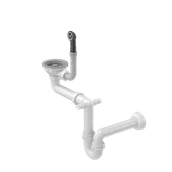 Syfony - Odpływ zatyczkowy 3 1/2" z syfonem 1-komorowy Power Color silver stone (GRANIT-pionowy), save space - miniaturka - grafika 1