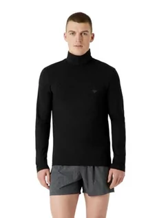 Koszulki męskie - Emporio Armani Męski T-shirt męski Turtle Warm wiskoza, czarny, XL - grafika 1