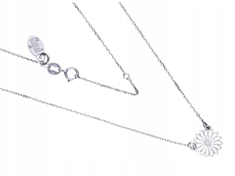 Srebrny naszyjnik damski 925 z ażurowym kwiatkiem z zawieszką na prezent s