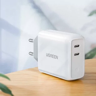 Ugreen szybka ładowarka sieciowa 2x USB Typ C 36 W Quick Charge 4.0 Power Delivery SCP FCP AFC biały (70264 CD199) - Ładowarki do telefonów - miniaturka - grafika 2