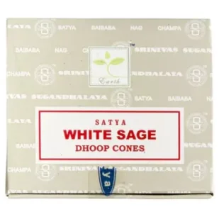 Kadzidełka stożkowe Satya White Sage Dhoop Cones, Biała szałwia - Kadzidła i dodatki - miniaturka - grafika 1