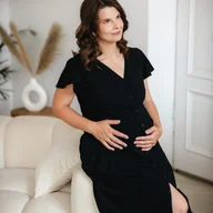 Piżamy ciążowe - EWA 974444 LINDA Koszula ciążowa rozpinana czarna XXL - miniaturka - grafika 1