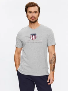 Gant T-Shirt Reg Archive Shield Ss 2003199 Szary Regular Fit - Koszulki męskie - miniaturka - grafika 1