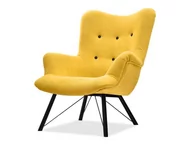 Fotele - Designerski Fotel Lounge Uszak Daltontkanina Żółto - Czarny - miniaturka - grafika 1