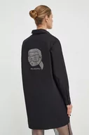 Koszule damskie - Karl Lagerfeld koszula bawełniana damska kolor czarny relaxed z kołnierzykiem klasycznym - miniaturka - grafika 1