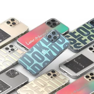 Ringke Fusion Design pancerne etui pokrowiec z żelową ramką iPhone 12 Pro Max różowo-zielony (GNAP0028) - Etui i futerały do telefonów - miniaturka - grafika 6