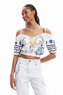 Bluzy damskie - Desigual Damska bluza, biały, M - miniaturka - grafika 1