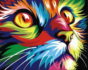 Artnapi 40x50cm Malowanie Po Numerach - Kolorowe Oblicze Kota - Bez Ramy - Malowanie po numerach - miniaturka - grafika 1