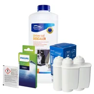 Akcesoria i części do ekspresów do kawy - Zestaw Philips - Filtr Philips Intenza+ CA6702 3szt, Uniwersalny Odkamieniacz Aqualogis 1L, Philips CA6705/10 Środek do Obiegu Mleka - miniaturka - grafika 1