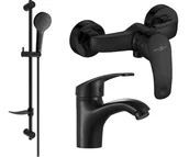 Zestawy baterii łazienkowych - Mexen Fabia DF05 zestaw prysznicowy, czarny - 746504DF05-70 - miniaturka - grafika 1