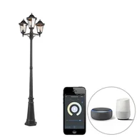 Lampy ogrodowe - QAZQA Inteligentna latarnia zewnętrzna czarna 3-punktowa z WiFi ST64 - Nowy Orlean - miniaturka - grafika 1