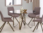 Stoły - Szklany okrągły stół ze złotym stelażem G0-T34 - miniaturka - grafika 1