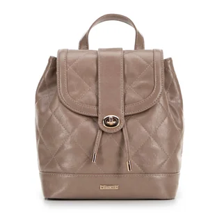 Damski plecak z ekoskóry w geometryczne przeszycia beżowy - Torebki damskie - miniaturka - grafika 1