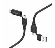 Kable - Kabel HAMA 4 w 1 typu C z adapterem Micro USB i USB A 1,5 m czarny - miniaturka - grafika 1