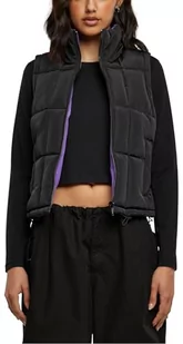 Urban Classics Damska kamizelka damska Reversible Cropped Puffer Vest black/realviolet L, czarny/fioletowy, L - Kamizelki damskie - miniaturka - grafika 1