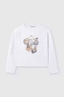 Bluzki dla dziewczynek - Mayoral longsleeve bawełniany dziecięcy kolor biały - grafika 1