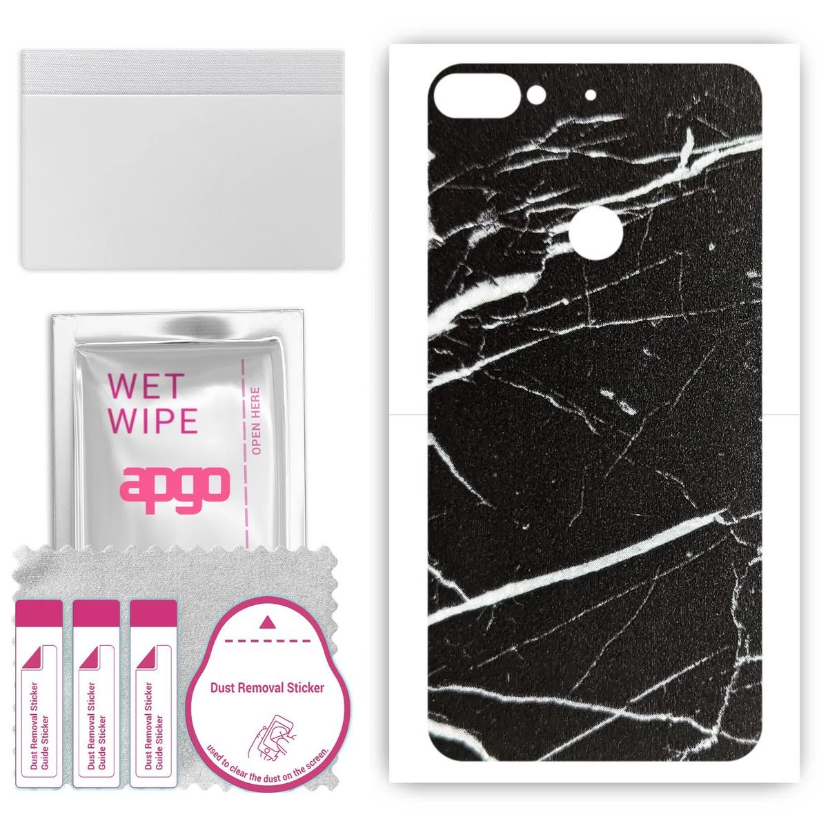 Folia naklejka skórka strukturalna na TYŁ do HTC Desire 12 Plus - Marmur Ciemny - apgo SKINS