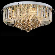 Lampy sufitowe - Kryształowa szklana lampa sufitowa podtynkowa żyrandol Crystal E14, sufitowa lampa wisząca nowoczesna lampa do jadalni, salonu, przedpokoju i salonu (60 cm ze źródłem światła) - miniaturka - grafika 1