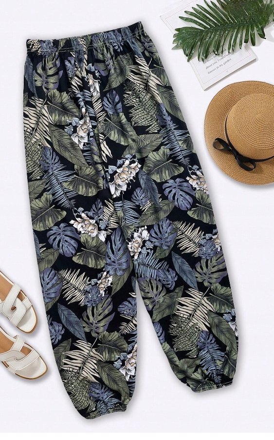 Spodnie Damskie Casual Wzór Baggy na Gumce XL Łie
