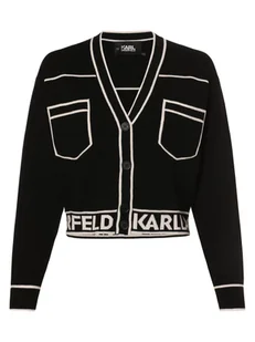 KARL LAGERFELD Kardigan damski Kobiety Bawełna czarny wzorzysty, S - Swetry damskie - miniaturka - grafika 1