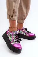 Sneakersy damskie - Półbuty Sneakersy Skórzane Damskie Na Platformie Maciejka 06479-15 Fuksja-39 - miniaturka - grafika 1