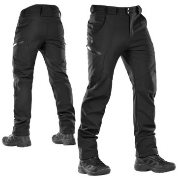 Spodnie Bojówki Taktyczne M-tac Softshell Winter Trekkingowe Czarne 3XL