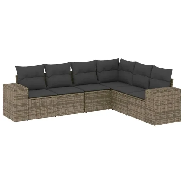 Modułowy zestaw mebli ogrodowych szary z poduszkami, rattan PE, 62x62x69 c