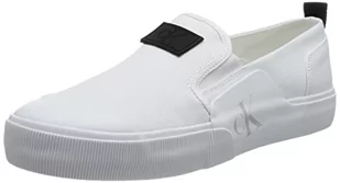 Calvin Klein Jeans Męskie sneakersy skater Vulc slipon odznaka, białe/czarne, 8 UK, Biały, czarny, 40.5 EU - Sneakersy męskie - miniaturka - grafika 1