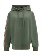 Bluzy sportowe damskie - Damska bluza dresowa nierozpinana z kapturem Guess Britney Hooded - oliwkowa/khaki - GUESS - miniaturka - grafika 1