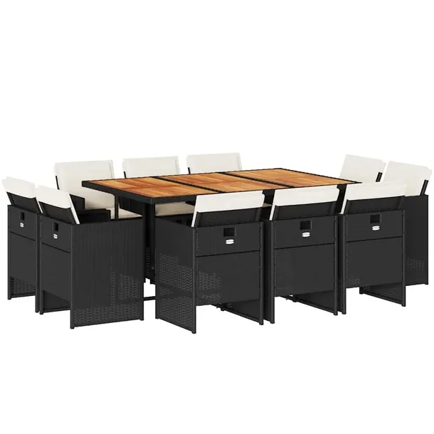 Zestaw Mebli Ogrodowych Rattan PE Czarno-Brązowy Stół 165x106x73cm, Czar