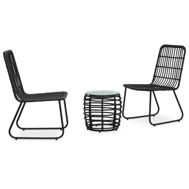 Zestaw mebli bistro z polirattanu, czarny, stół 41,5 cm, krzesła 66,5 x