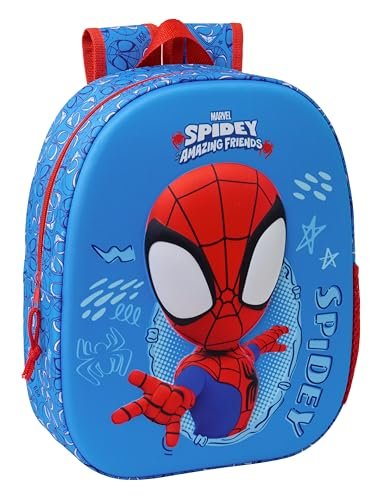 SPIDEY 3D plecak szkolny z możliwością dostosowania do wózka, idealny dla dzieci w różnym wieku, wygodny i wszechstronny, wysoka jakość i trwałość, 27 x 10 x 33 cm, granatowy/czerwony, rozmiar M