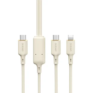 2w1 Kabel przewód wzmacniany SR USB-C - USB-C / Lightning 100W 1.2m beżowy - Kable USB - miniaturka - grafika 1