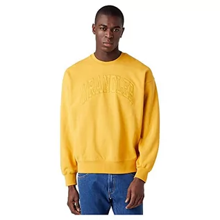 Bluzy męskie - Wrangler Męska bluza Varsity Crew Sweatshirt, GOLDEN Spice, L - grafika 1