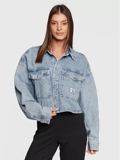 Kurtki damskie - Calvin Klein Jeans Kurtka jeansowa J20J220225 Niebieski Oversize - grafika 1